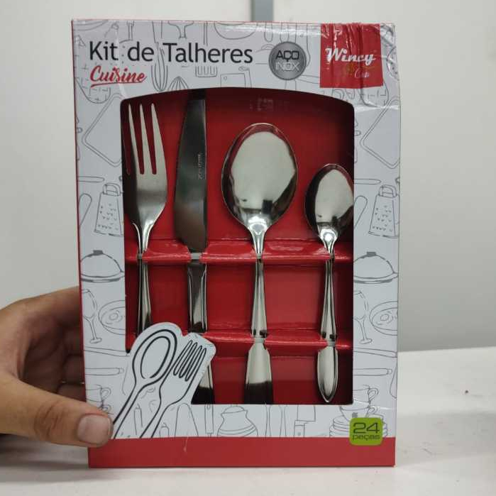 Kit Conjunto Jogo De Talheres 24 Peças Aço Inox Faqueiro em Oferta na Shopee