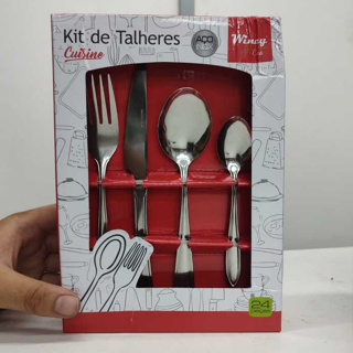 Kit Conjunto Jogo De Talheres 24 Peças Aço Inox Faqueiro em Oferta na Shopee