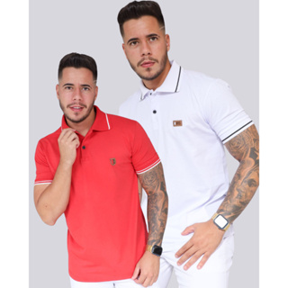 Kit 2 peças Camiseta Gola Polo Masculina Adulto Vermelha e Branca Basica Camisa Homem Algodao em Oferta na Shopee