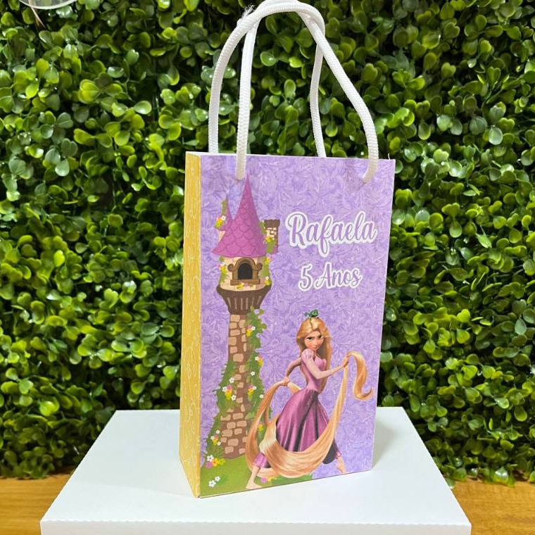 SACOLINHA PERSONALIZADA TEMA RAPUNZEL - PEGUE E MONTE - TAMANHO (P) - Lembrancinha - Aniversário