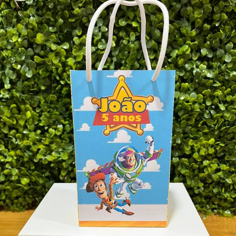 SACOLINHA PERSONALIZADA TEMA TOY STORY - PEGUE E MONTE - TAMANHO (P) - Lembrancinha - Aniversário