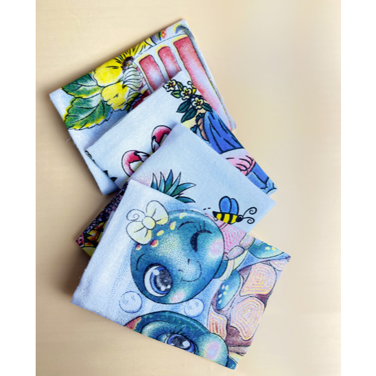 Kit Com 10 Peças Pano De Prato Branco Estampado Bainha