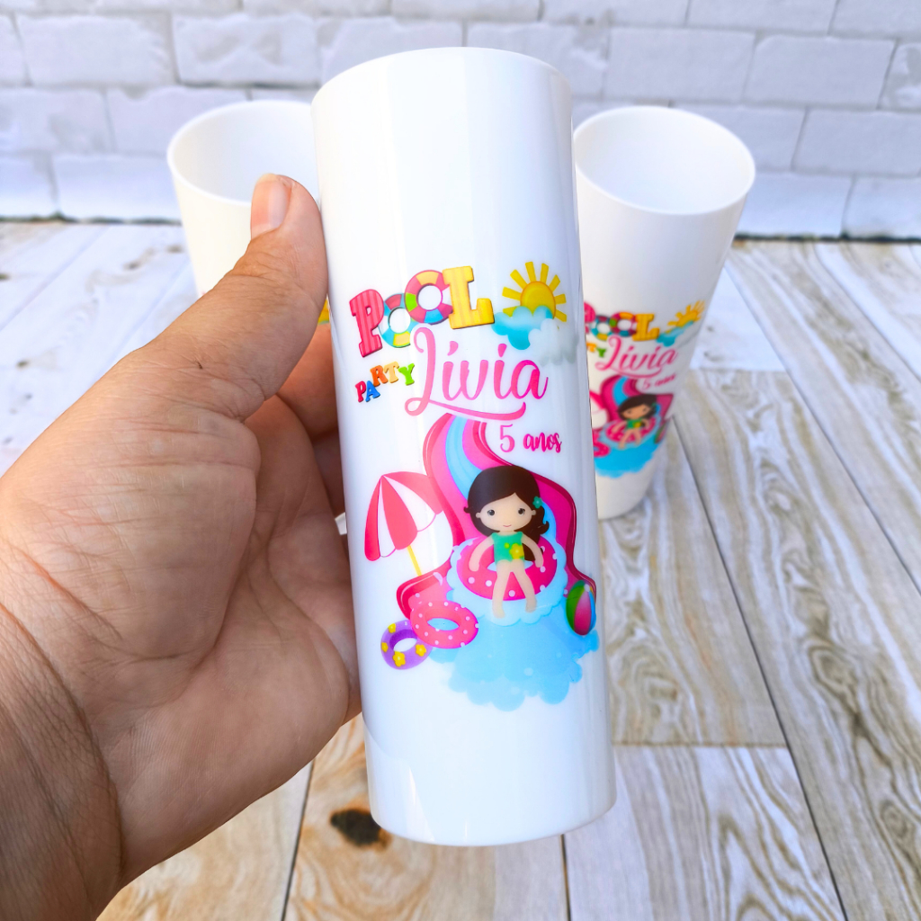 kit Copo Long Drink  Personalizado Pool Party  - Lembrancinhas de Aniversário em Oferta na Shopee