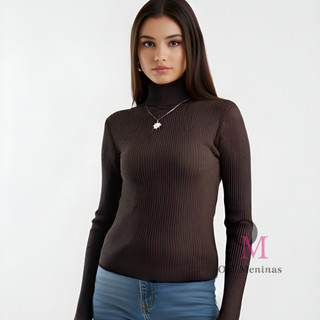 Blusa de Frio Feminina Cacharrel Blusinha Gola Alta Tricô Segunda Pele