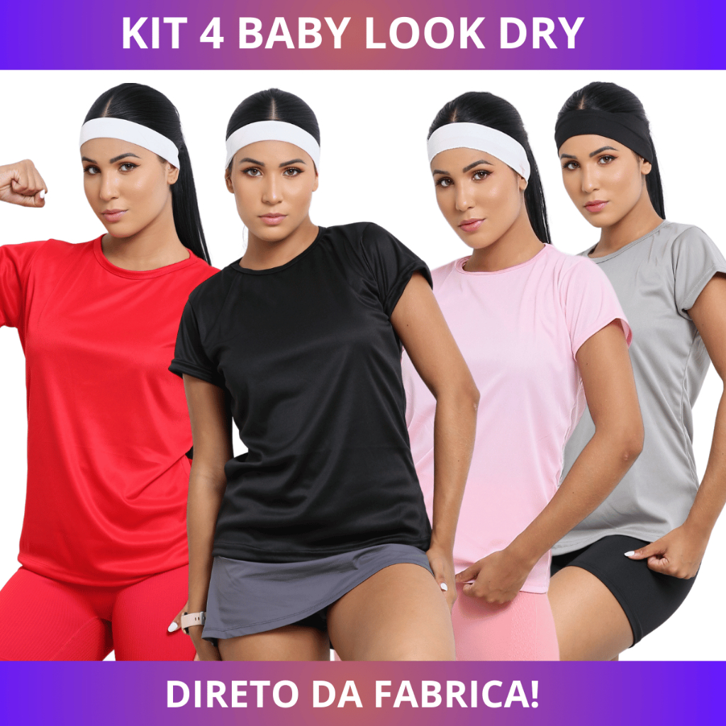 Kit 4 Camisetas Feminina Dry Fit Academia Treino Corrida Esportes Caminhada Poliéster em Oferta na Shopee