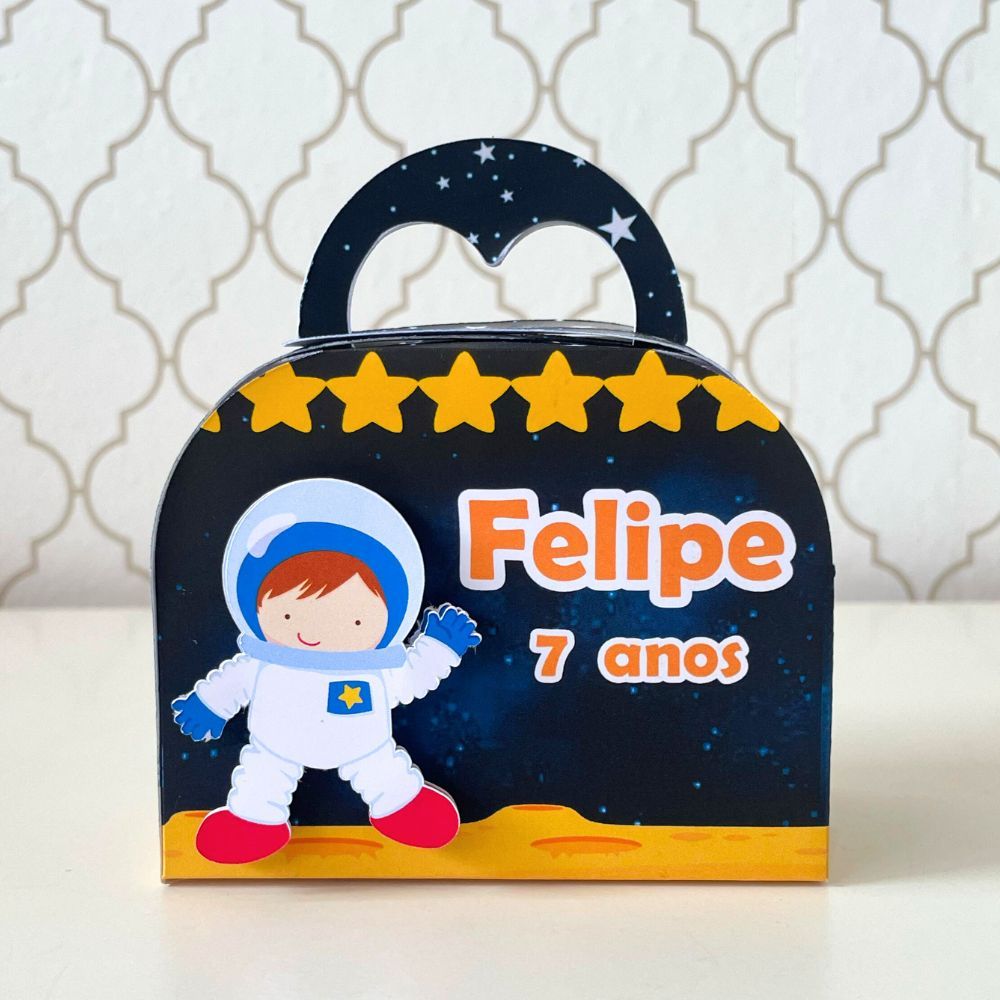 CAIXA MALETA PERSONALIZADA PARA LEMBRANCINHAS ASTRONAUTA | CAIXINHA | FESTA INFANTIL | ANIVERSARIO