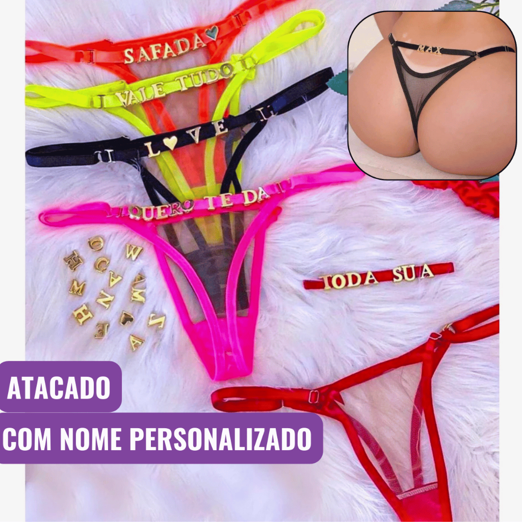 Kit 10 Calcinha Fio Tanga Sensual Regulagem Frases e Nomes Personalizados Estilosa Envio Imediato em Oferta na Shopee