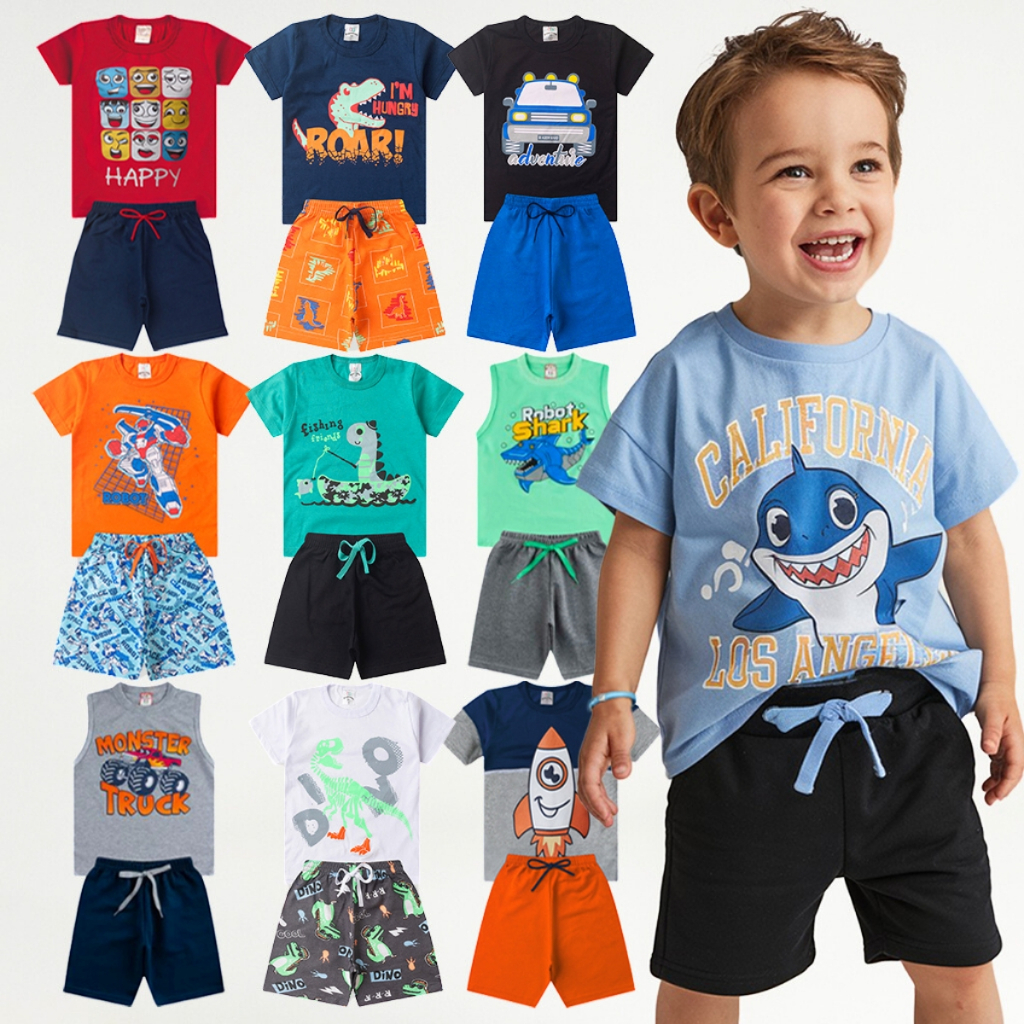 Kit Roupa Infantil Menino 10 Peças Verão Premium 1 ao 14 Conjunto Masculino Criança Envio ...