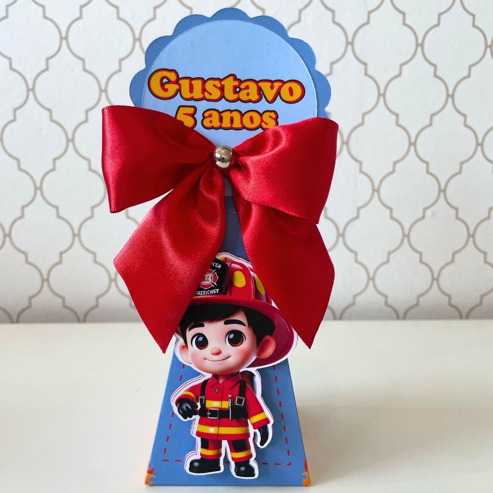 CAIXA PIRÂMIDE PERSONALIZADA PARA LEMBRANCINHAS BOMBEIROS | CAIXINHA | FESTA  INFANTIL | ANIVERSARIO