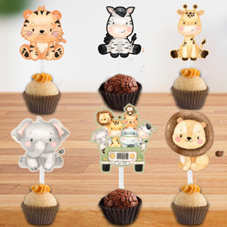 30 Tags Toppers para Docinho Doces Safari menino / menina em Oferta na Shopee