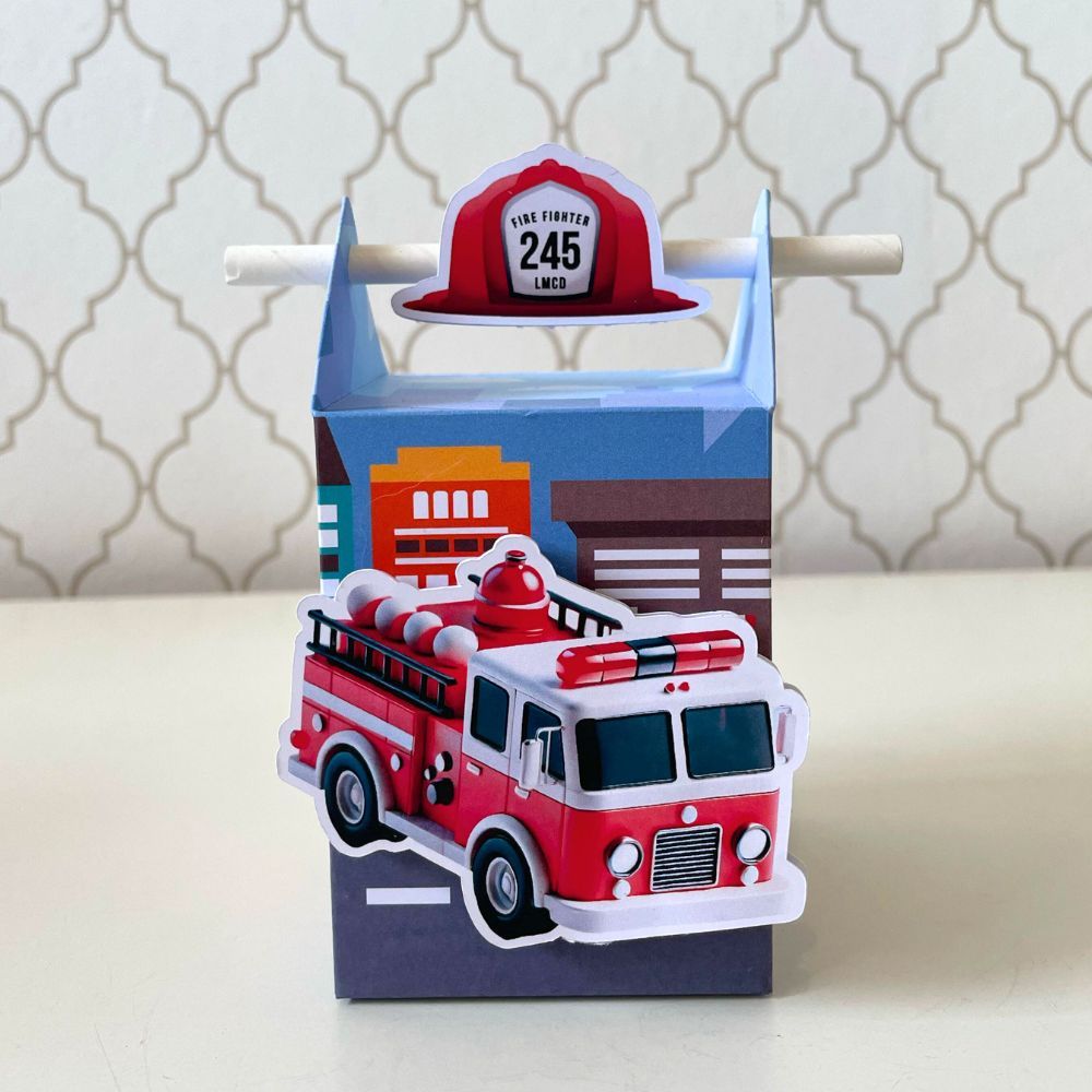 CAIXA CANUDO PERSONALIZADA PARA LEMBRANCINHAS BOMBEIROS | CAIXINHA | FESTA | INFANTIL | ANIVERSARIO