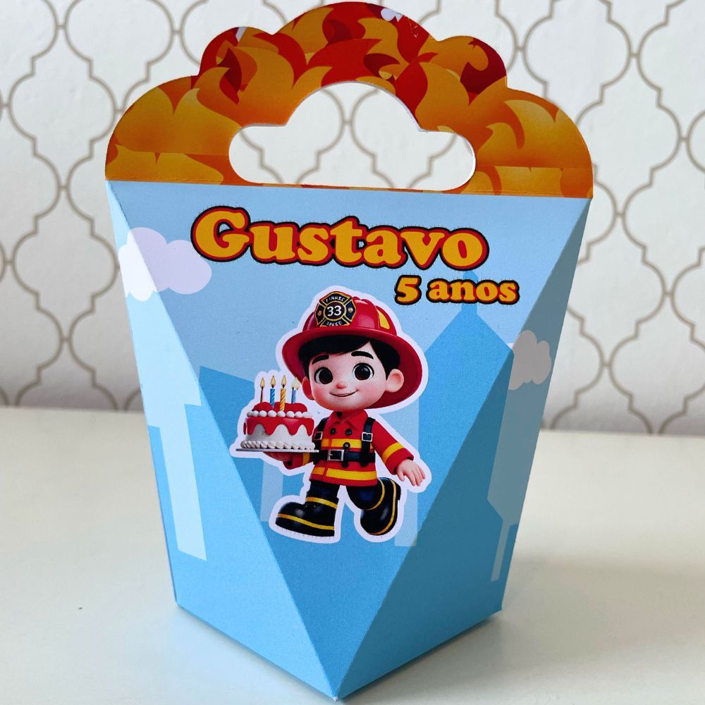 CAIXA TRIANGULOVE PERSONALIZADA PARA LEMBRANCINHAS BOMBEIROS | CAIXINHA | FESTA INFANTIL ANIVERSARIO