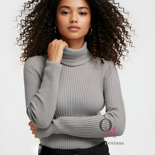 Blusa Feminina Gola Alta Tricô Blusinha de Frio Cacharrel Lã Segunda Pele