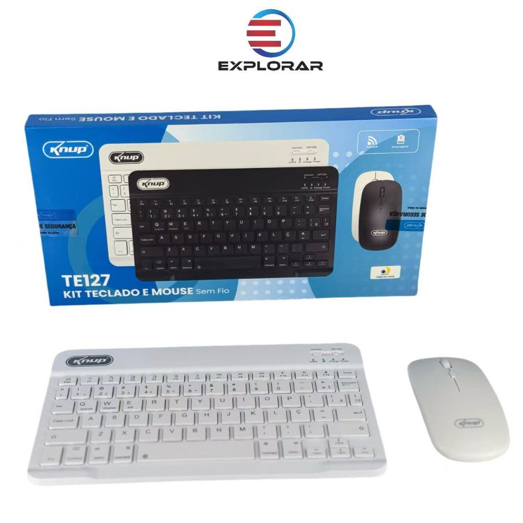 Kit Teclado Com Mouse Sem Fio Bluetooth Ultra Fino Recarregável Portátil Para Tablet Android Windows