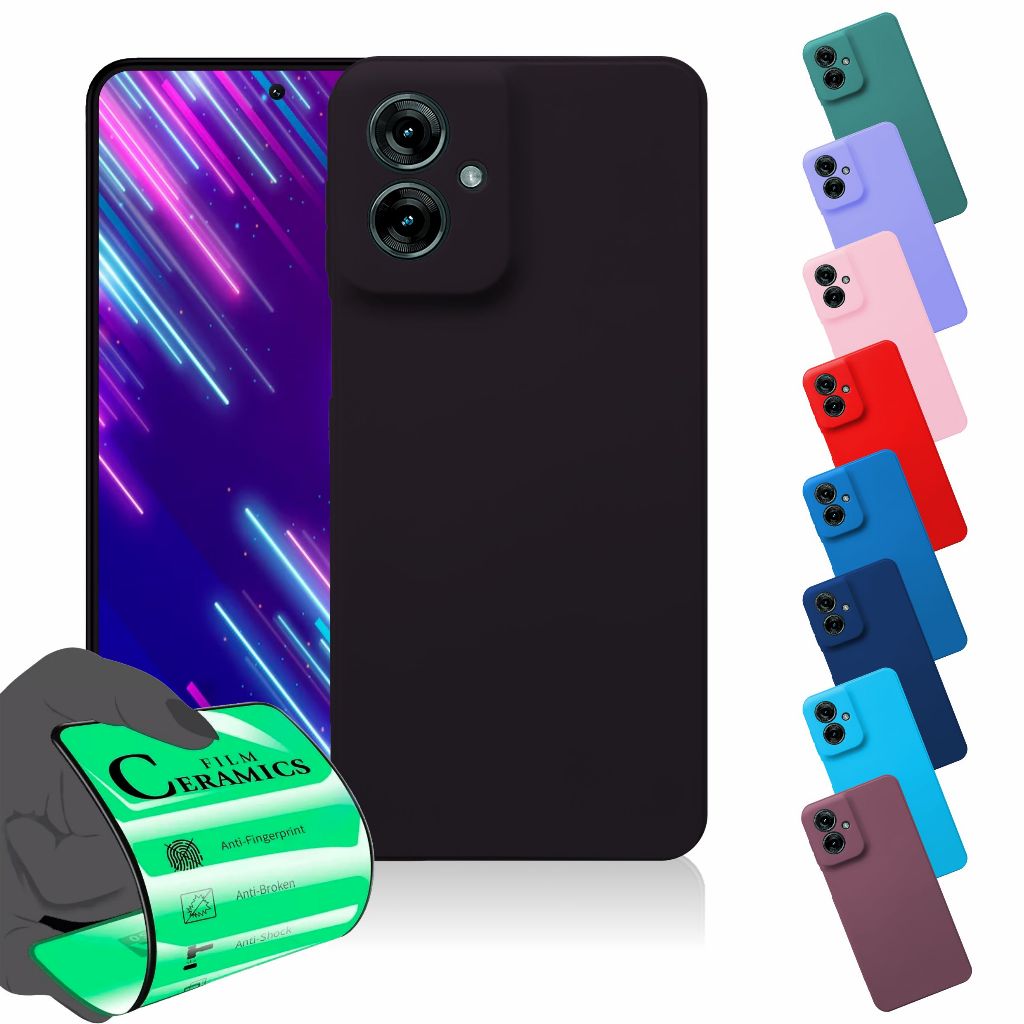 Capa Capinha Anti Shock Aveludada + Película Para Motorola G54 G54 5G em Oferta na Shopee