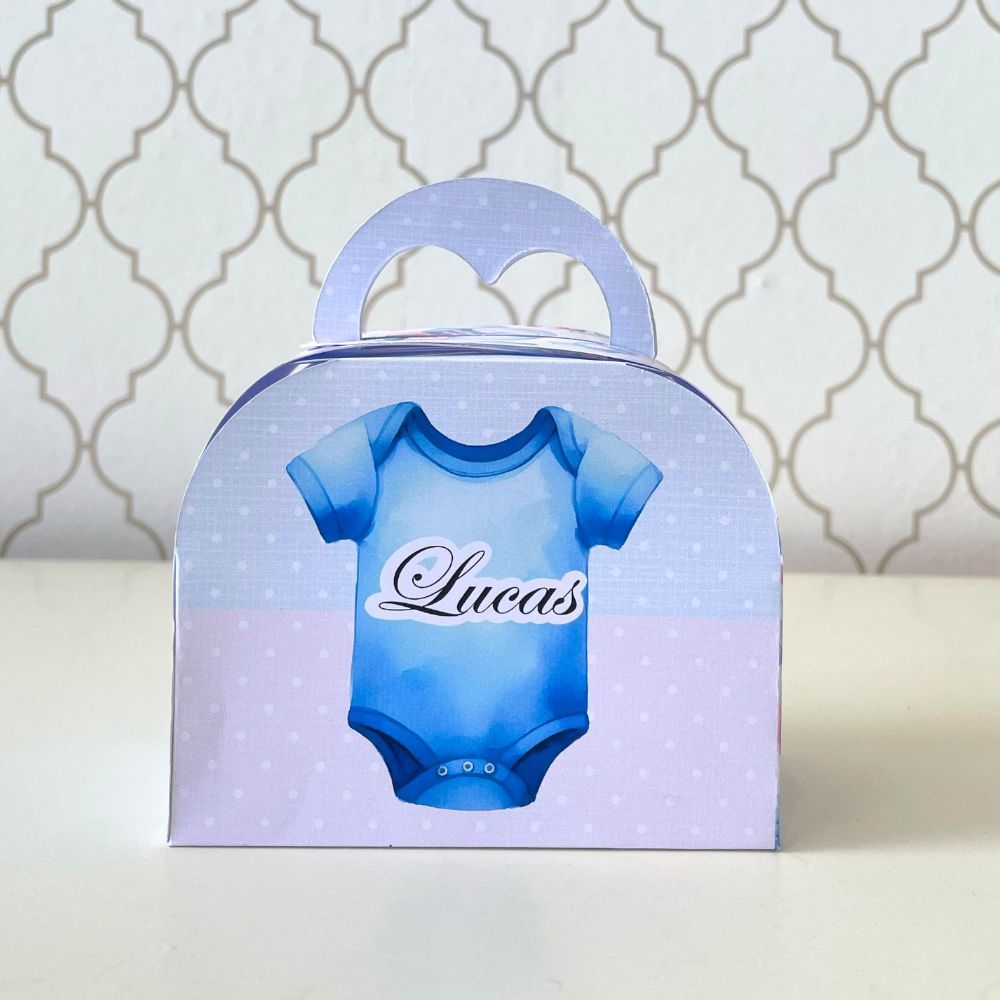 CAIXA MALETA PERSONALIZADA PARA LEMBRANCINHAS CHÁ REVELAÇÃO AZUL E ROSA| CAIXINHA | FESTA | INFANTIL