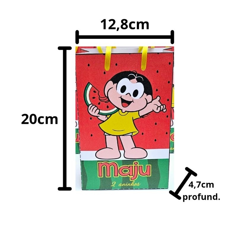 10 Sacolas Personalizadas Lembrancinha de Festa Infantil Magali sacolinhas surpresa personalizados monica magali stitch