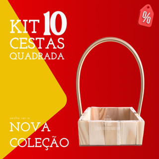 Kit 10 Cesta Quadrada Toquinho 13 cm de Madeira - Presentes|lembranças|decoração|arranjo em Oferta na Shopee