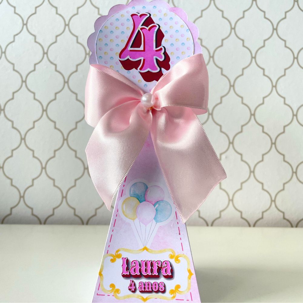 CAIXA PIRÂMIDE PERSONALIZADA PARA LEMBRANCINHAS CIRCO ROSA | CAIXINHA | FESTA INFANTIL | ANIVERSARIO