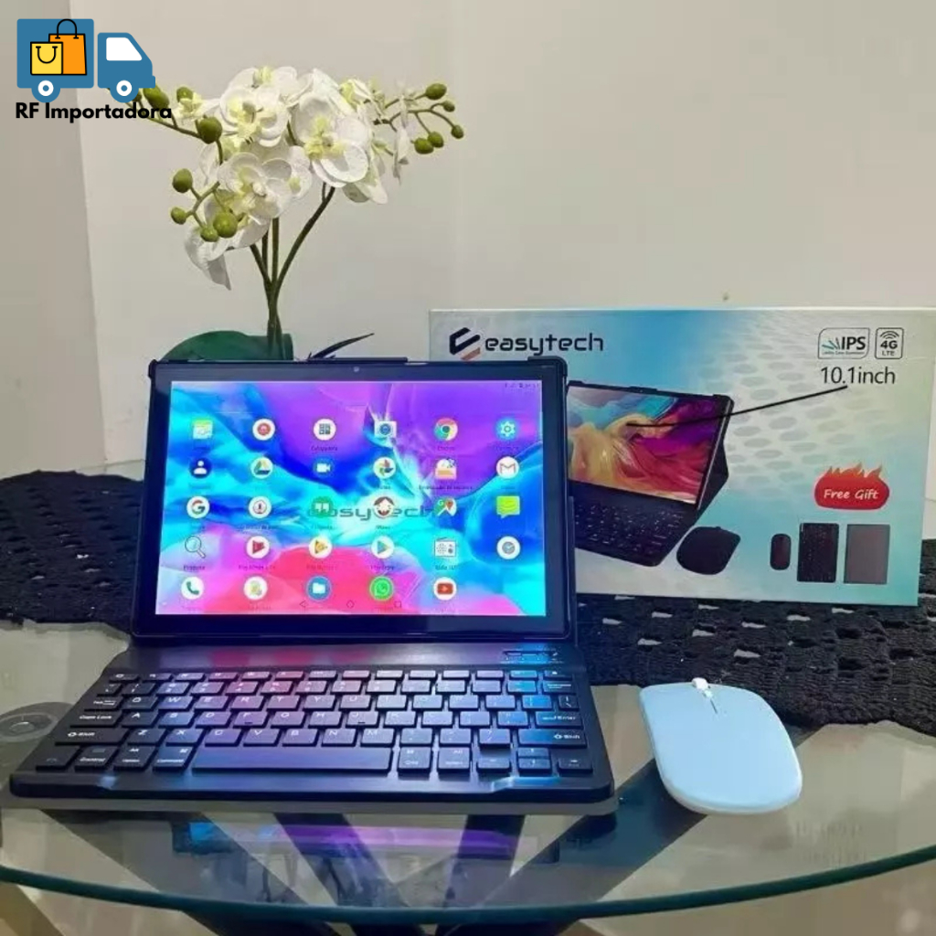Tablet Com Teclado + Capa Entrada P/Chip Android 13.0 6GB De RAM 128GB Armazenamento