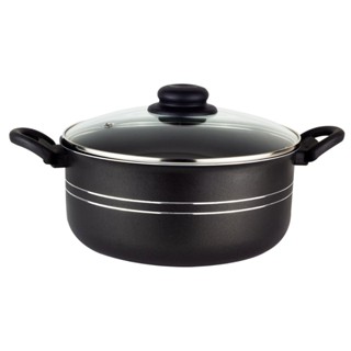 Caçarola Antiaderente com Tampa, cor preta, escolha o tamanho disponível em Oferta na Shopee