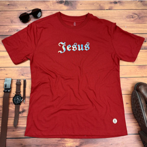 Camiseta Masculina Vermelha Estampada Jesus Pascoa Tecido Premium 100% Algodão