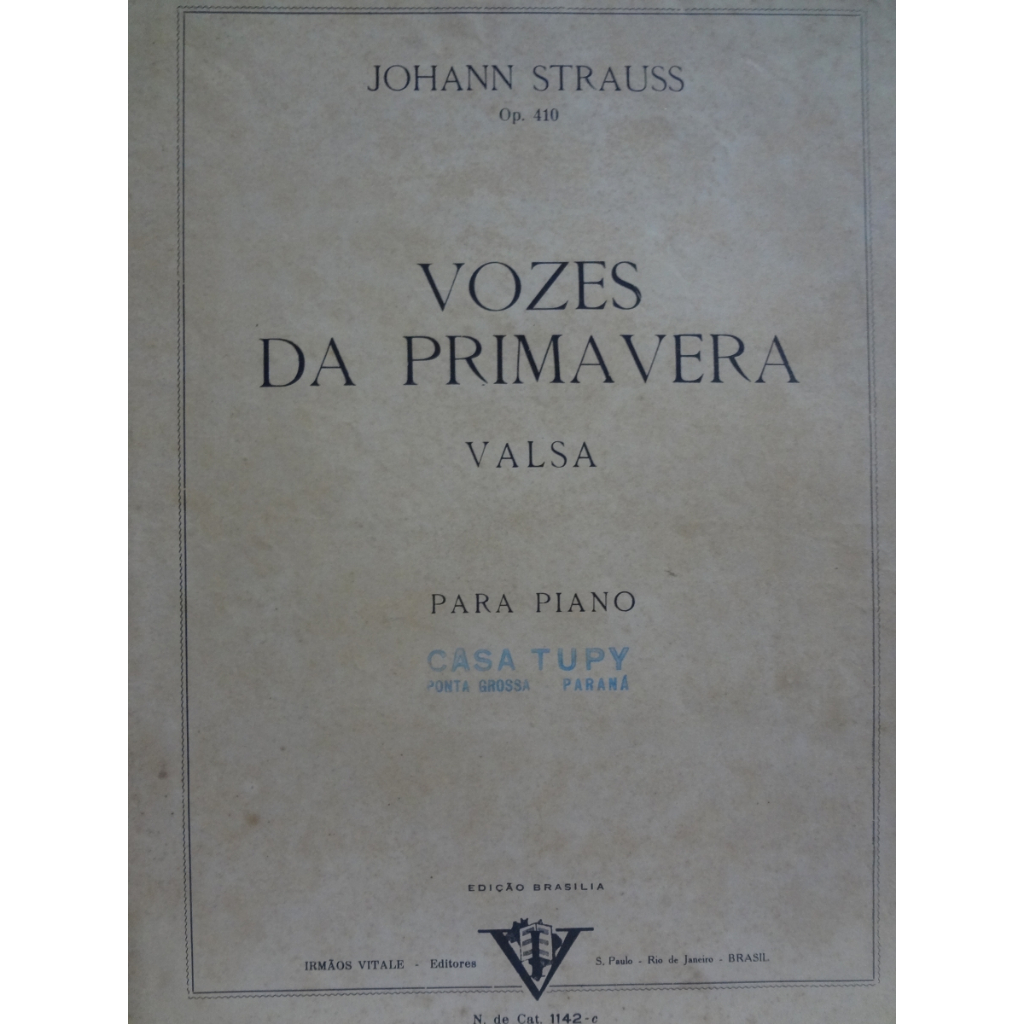 Partitura Piano Vozes da Primavera Johann Strauss Op. 410