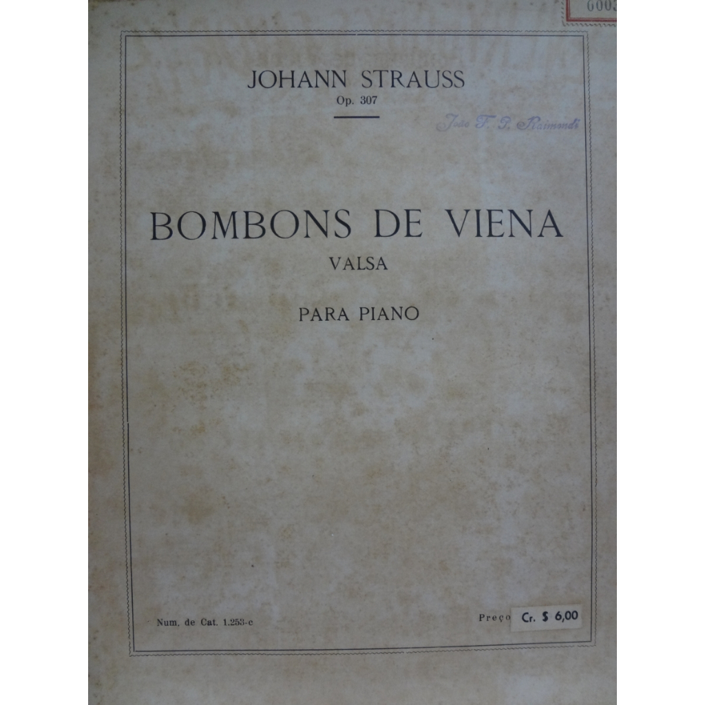 Partitura Piano Bombons de Viena - Valsa - Johann Strauss Op. 307