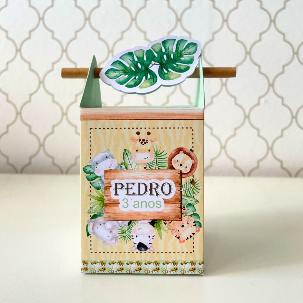 CAIXA CANUDO PERSONALIZADA PARA LEMBRANCINHAS SAFARI MENINO | CAIXINHA | FESTA INFANTIL |ANIVERSARIO