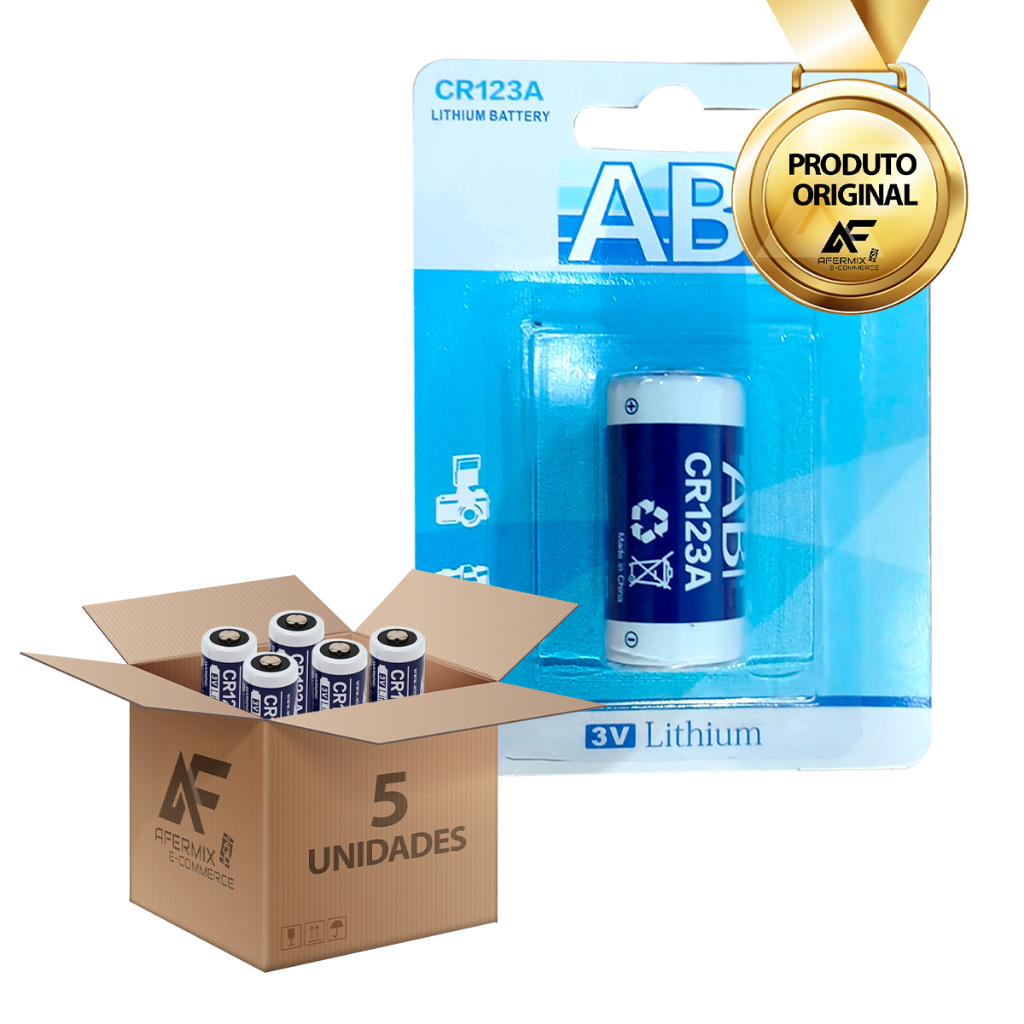 Kit 5 Pilhas Bateria CR123A Litio Lanterna Sensores Balança