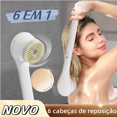 Escova de Banho 6 em 1 Elétrica Para Lavar As Costas Cabo Longo Cerdas Macia usb -E1 em Oferta na Shopee