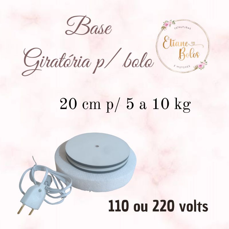 Base giratório para bolo verdadeiro até 10 kg kilos 20cm - 110 ou 220 volts