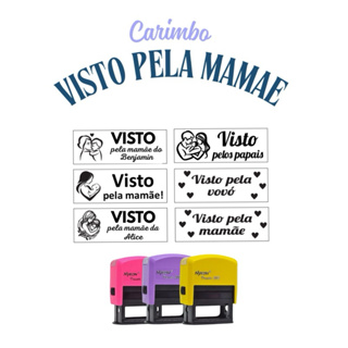 CARIMBO VISTO PELA MAMÃE NYKON AGENDA ESCOLA CRECHE em Oferta na Shopee