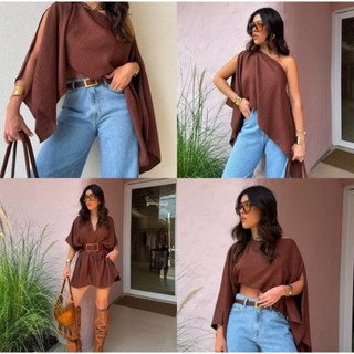 Blusa Bata Feminina Capa  Boho com Top Multiformas
