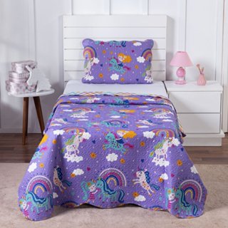 Colcha Boutis Cobre Leito Infantil Solteiro Eddi Casa Tecido Premium Dupla Face em Oferta na Shopee