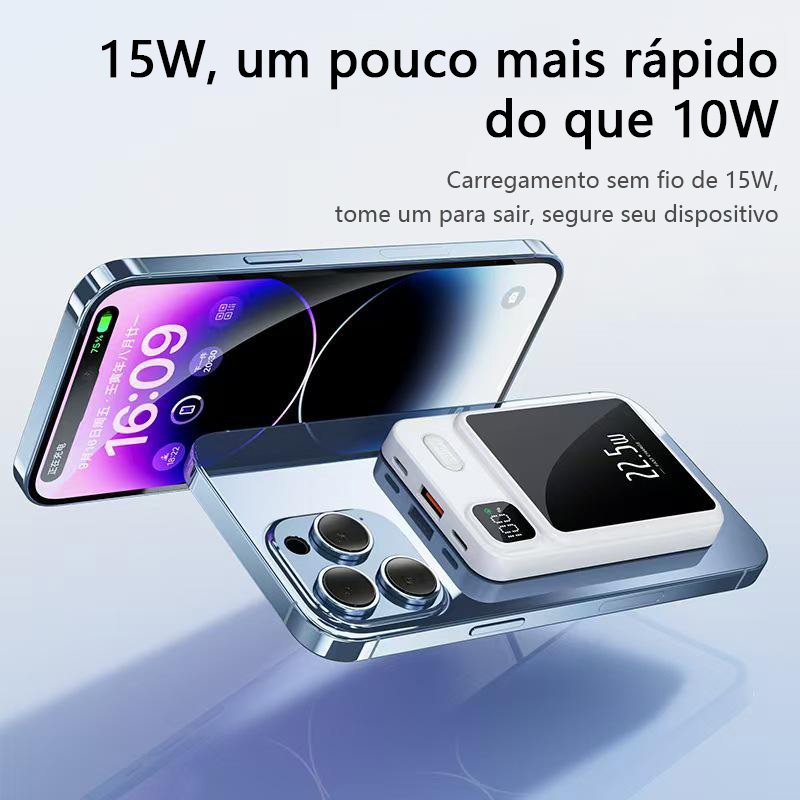 Power Bank Sem Fio MagSafe 20W - 10000mAh, Ideal para Carregamento Rápido do iPhone A7 em Oferta na Shopee