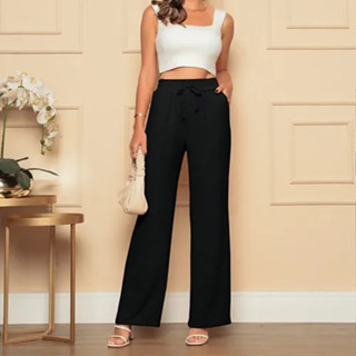 Calça Pantalona Feminina Preta Duna - Cintura Alta e Elegância Atemporal