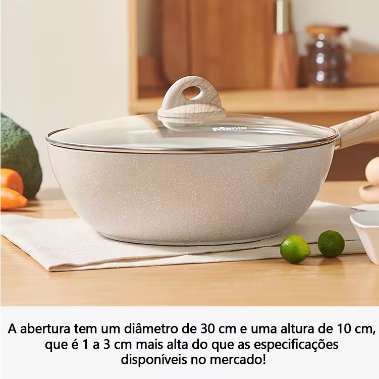 Matougui Frigideira Funda Antiaderente com espessura de 5 mm Wok Com tampa de vidro · foto 2