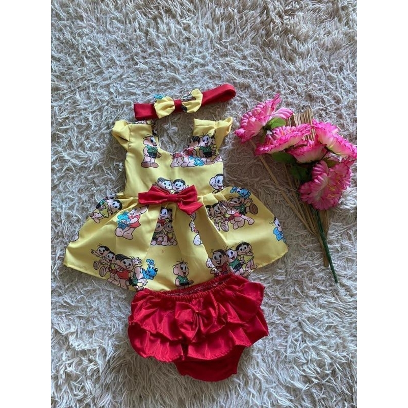 conjunto baby fralda turma da Mônica veste até 1 ano