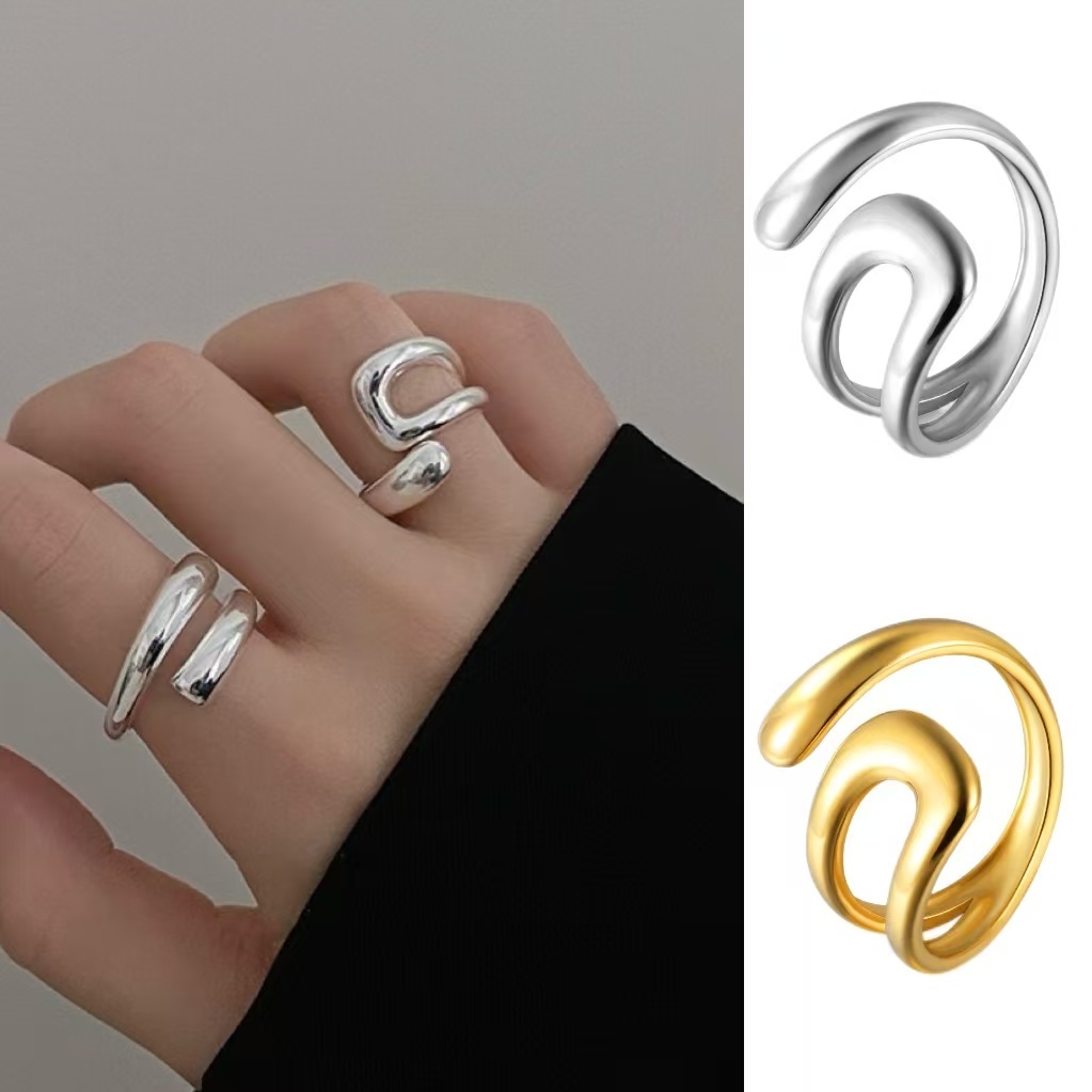 Anel Feminino Delicado Banhado a Our 18k Curvo Luxo em Oferta na Shopee