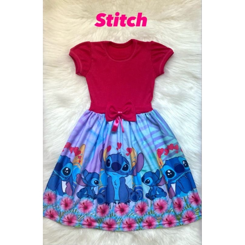 Vestido infantil menina personagem festa passeio.Vestido stich moana  alerquina