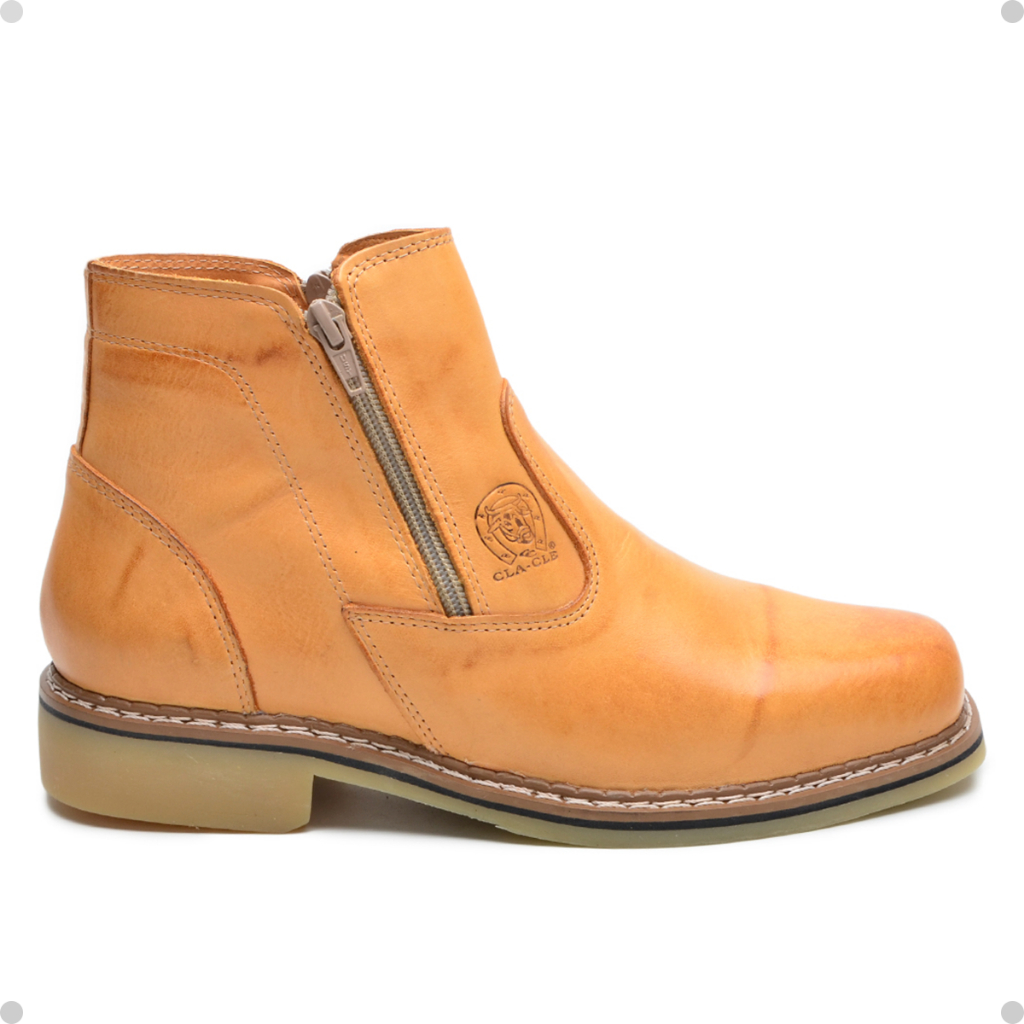 Coturno Casual Masculino de Couro Bege Conforto e Elegancia Cla-Cle