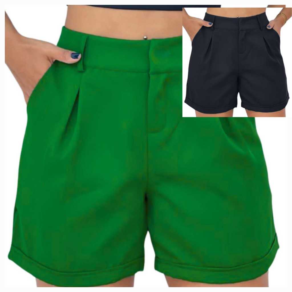 Kit 2 Bermuda Alfaiataria Feminina Shorts Social Meia Coxa