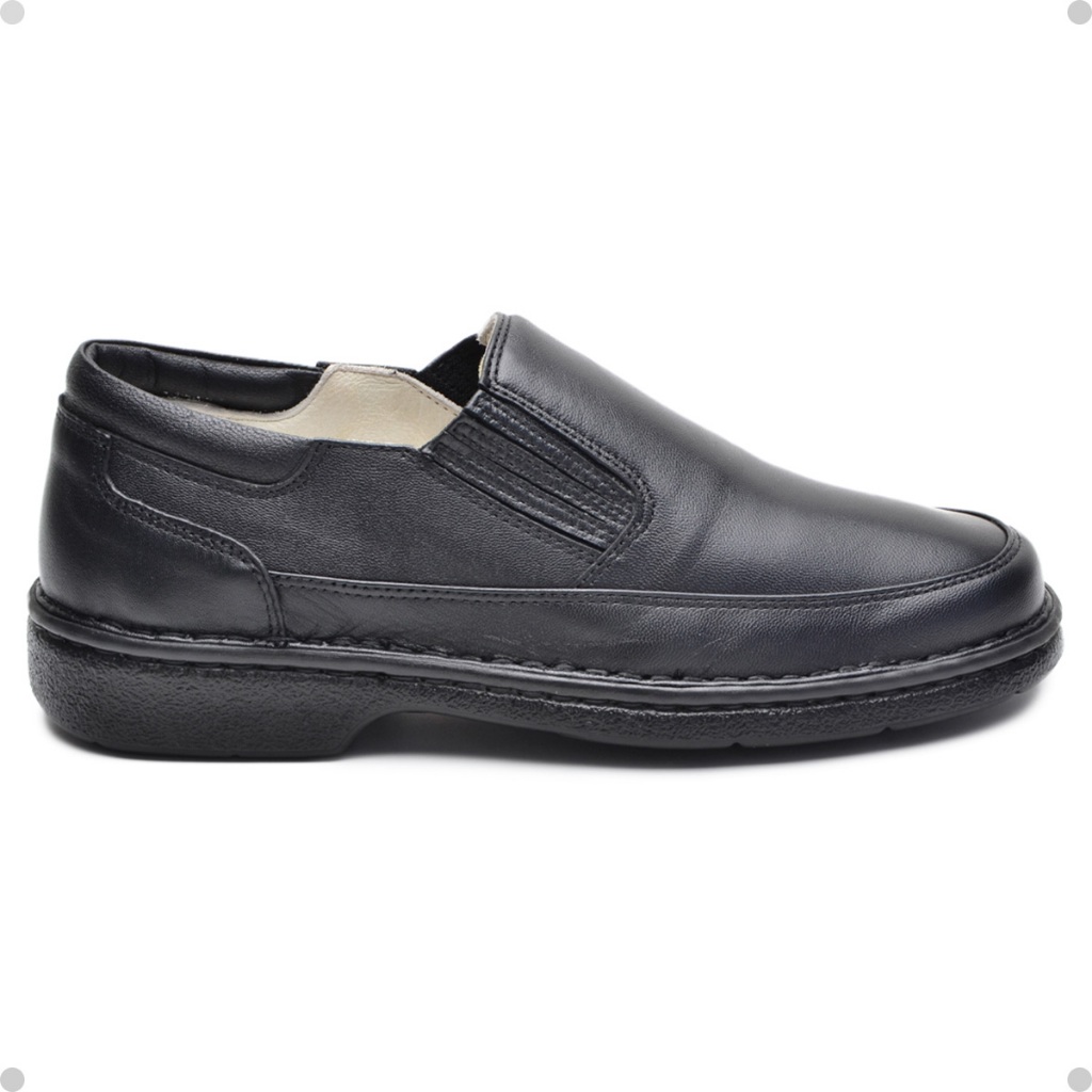 Sapato Social Em Couro Linha Conforto Para Diabético Cla-Cle Palmilha Macia