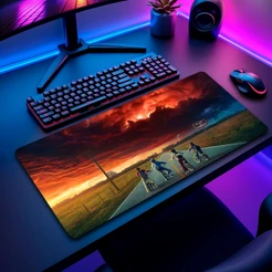 Mouse Pad Gamer Strange Thing Antiderrapante Grande 70x35 80x35 90x40 90x50cm Borda Costurada