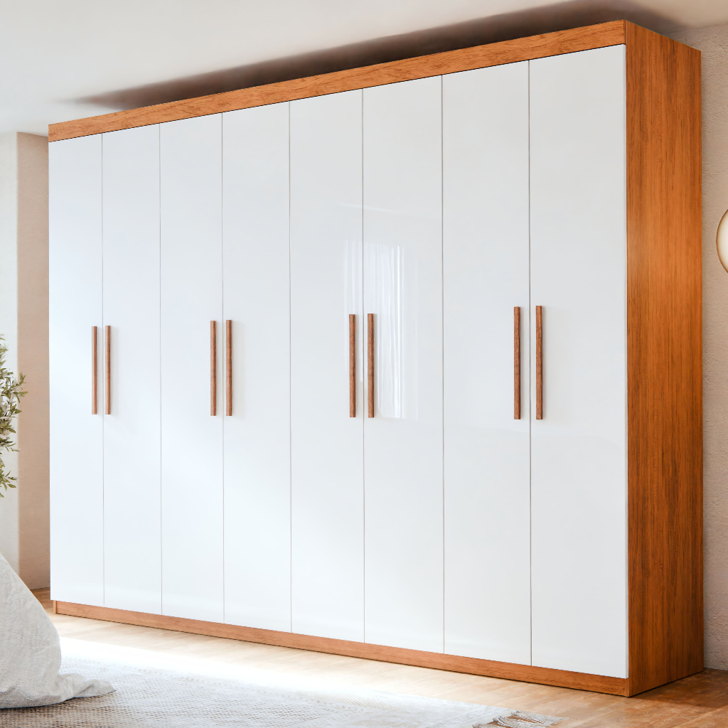 Guarda Roupa Esmeralda De Casal 8 Portas 4 Gavetas 2,08m Com Cabideiro Prateleiras Internas Maleiro em Oferta na Shopee