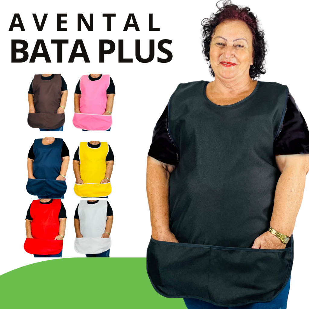 Avental Bata Gg Plus Frente E Costas Uniforme Jaleco Grande Tamanho Maior Corpo com Bolso em Oferta na Shopee