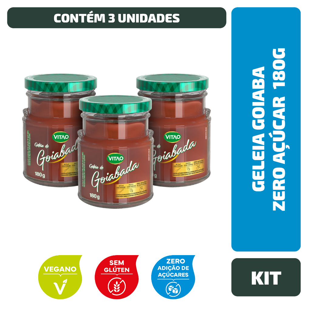Kit Geleia Goiaba Zero Açúcar Vitao 180G - 3 Unidades - Food & Beverages