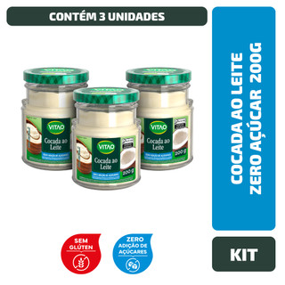 Kit 3 Un. Cocada Ao Leite Zero Açúcar Vitao 200G em Oferta na Shopee