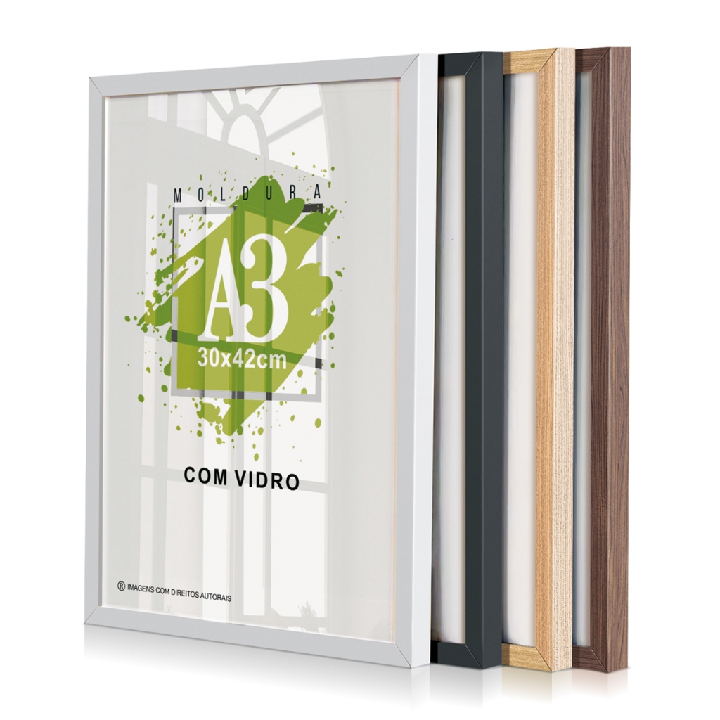 Quadro Moldura A3 30x42 Porta Retrato Com Vidro Certificado